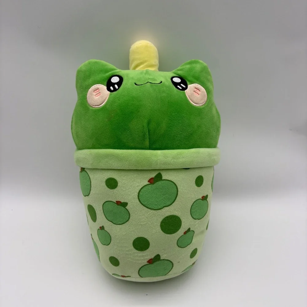 Honeymaru Frog Boba Tea Green Apple Plush Kawaii Stuffed Toy 8 Inch